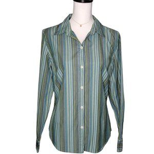 NWOT Charter Club Green Striped Long Sleeved Blouse – Size 10